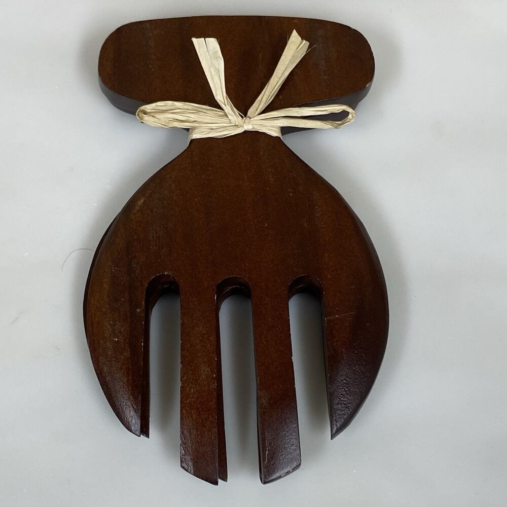 Salad Hand Servers Forks Wood Tropical Made In Philippines